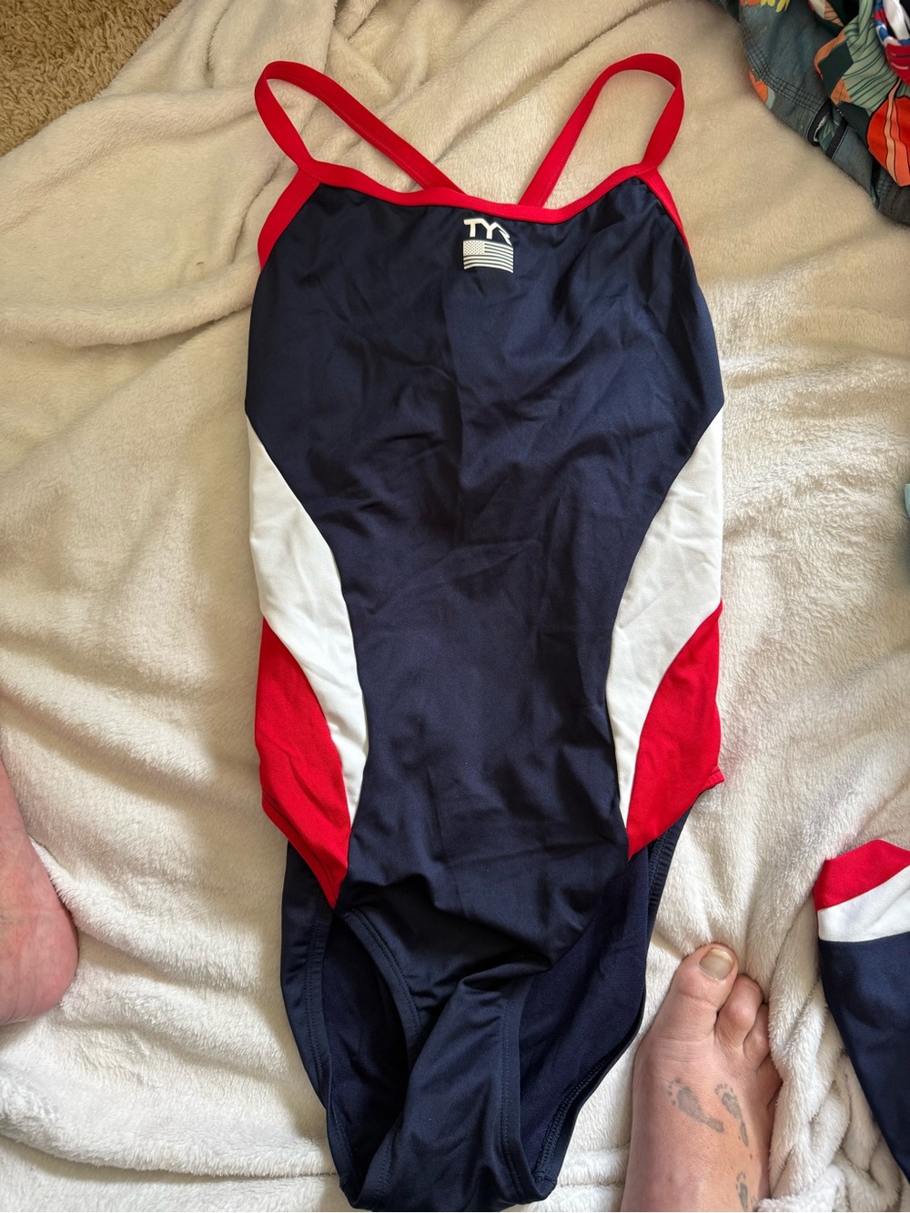 TYR Womens' Navy, Red & White One-Piece Swimsuit